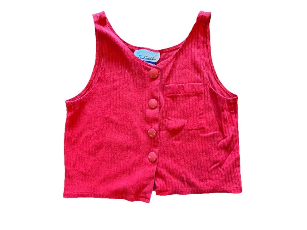 Vintage 90s Red Button Down Tank Top
